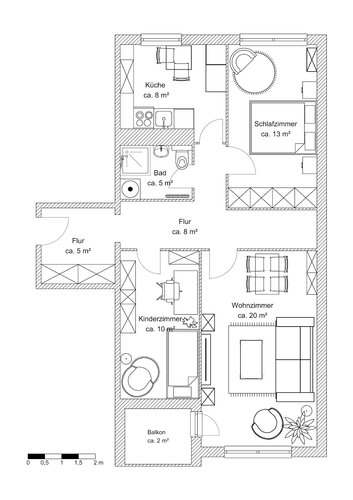 Grundriss der Wohnung